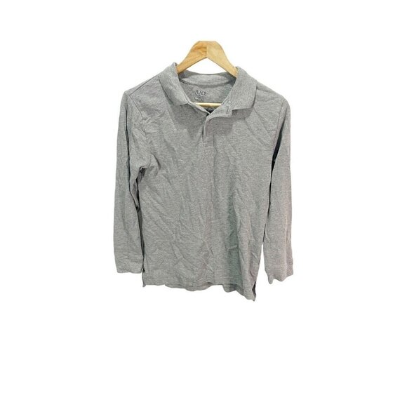 Boys Size XXL 16 The Childrens Place TCP Gray Long Sleeve Polo Shirt Uniform - Picture 1 of 4